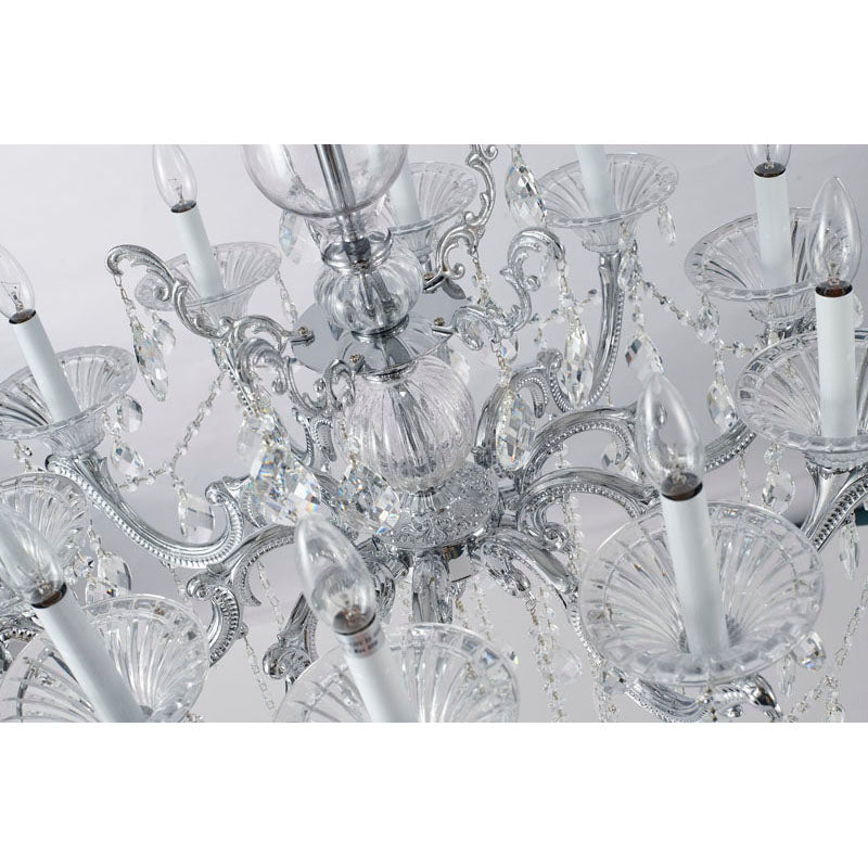 Chrome Chandelier With CLEAR Hanging Crystals