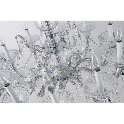 Chrome Chandelier With CLEAR Hanging Crystals