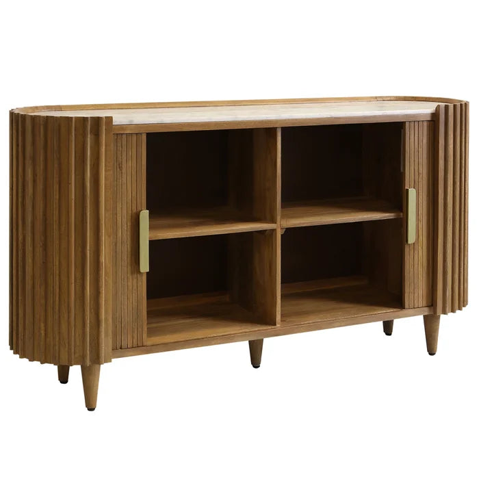 Racetrack Cabinet Mango Wood Sideboard with Tambour Doors