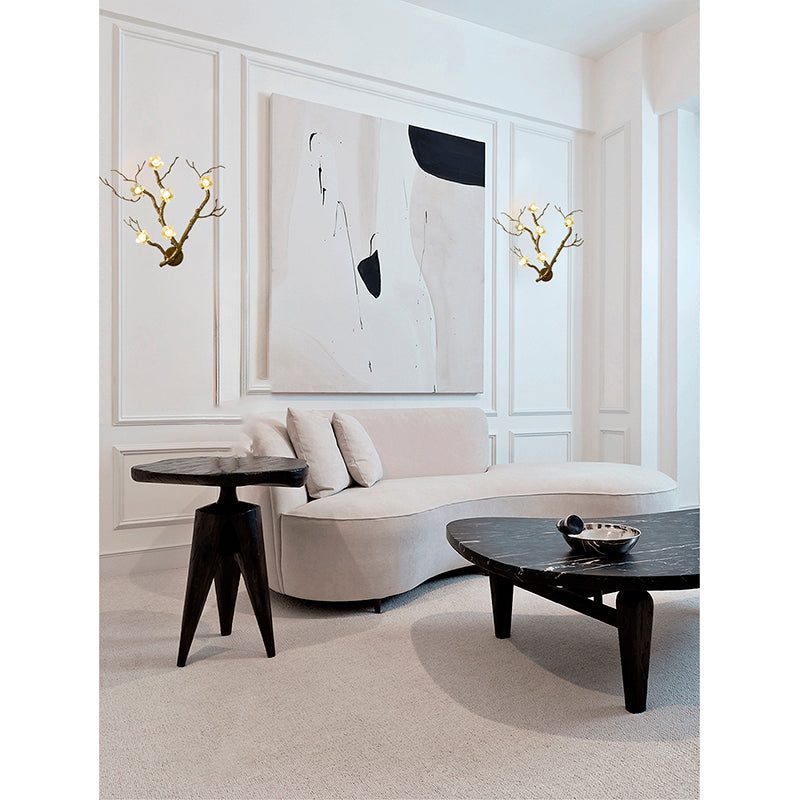 Brass Aluminum Wall Sconce With White Ceramic Shades