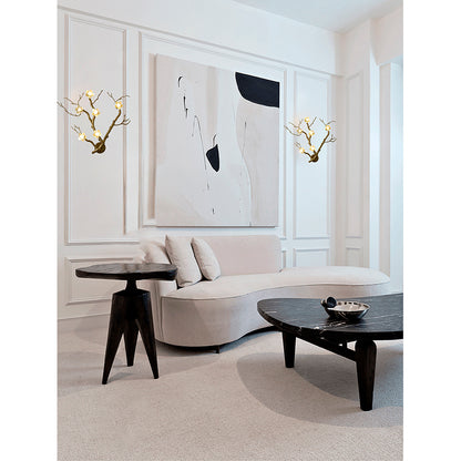 Brass Aluminum Wall Sconce With White Ceramic Shades