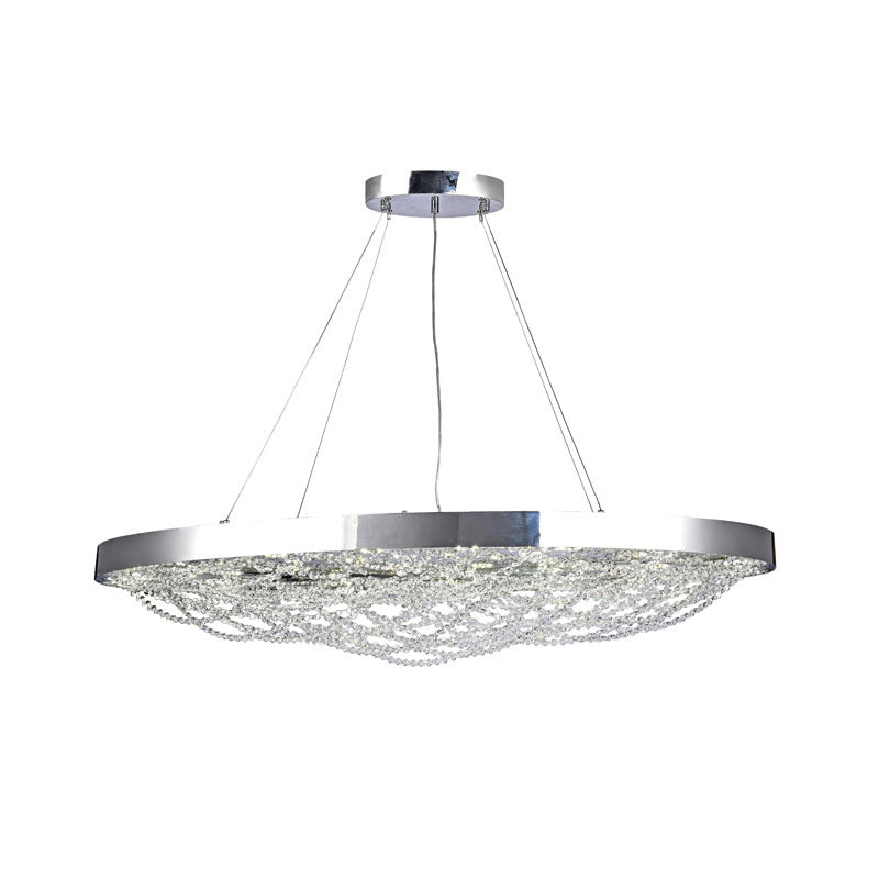 Chrome Frame LED Chandelier with Crystal Accents