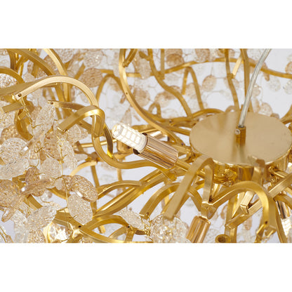 Gold Aluminium Chandelier With Clear & Champagne Glass Hanging Petals