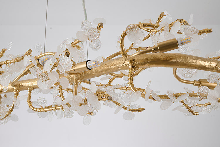 Gold Aluminum Chandelier With Clear Glass