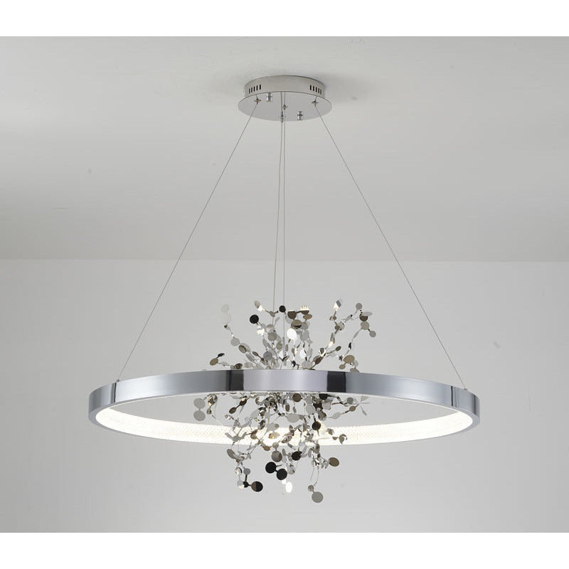 Ring LED Chandelier with Mirror Gold Sparkle