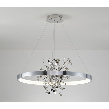 Ring LED Chandelier with Mirror Gold Sparkle