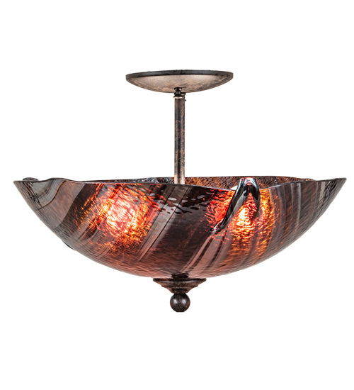 Rootbeer Ripple Glass with Coffee Bean Finish Semi-Flushmount by Meyda Lighting