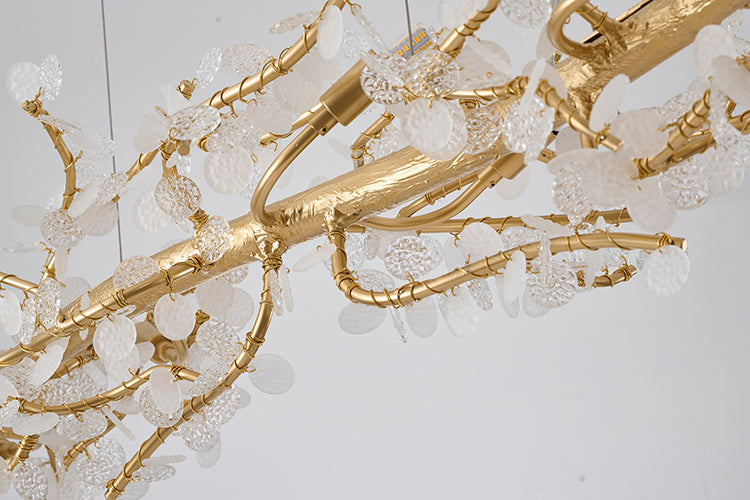 Gold Aluminum Chandelier With Clear Glass