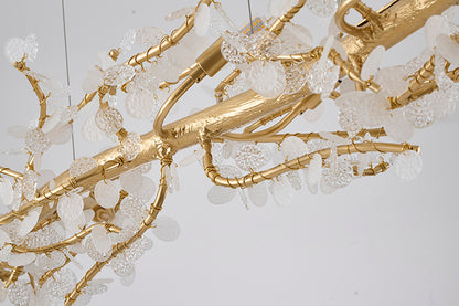 Gold Aluminum Chandelier With Clear Glass