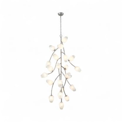 Black Branch Chandelier with White Glass Shades