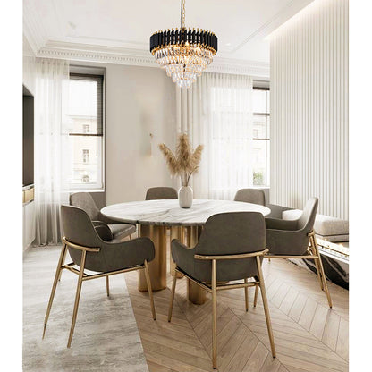 Black & Gold Chandelier With Clear Hanging Crystals