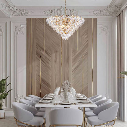 Gold Chandelier With Clear Hanging Crystals
