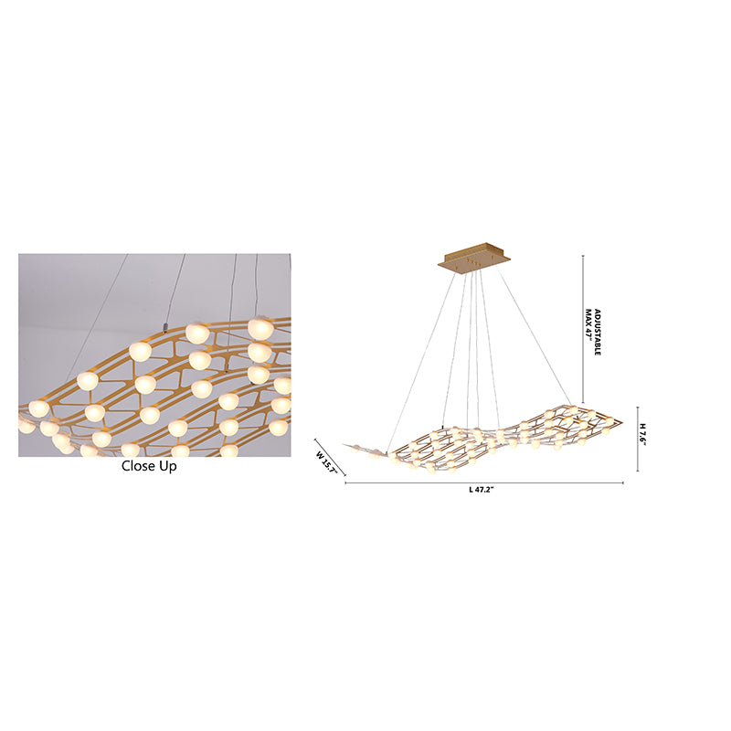 Gold Framed LED ORB Star Light Chandelier With White Acrylic Diffusers