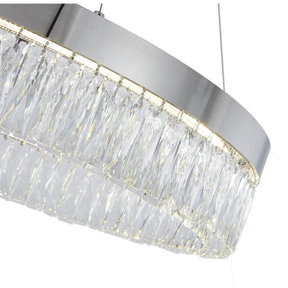 Chrome LED Chandelier with Hanging Crystals