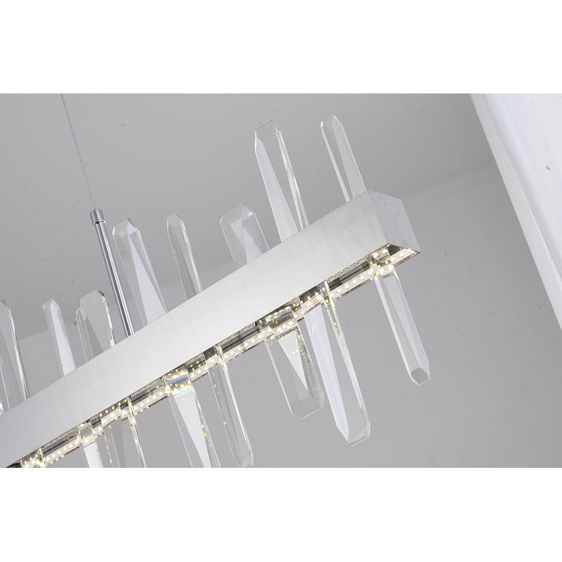 Chrome Linear LED Chandelier With Clear Crystals