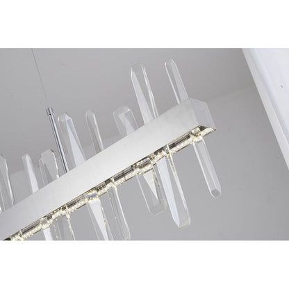Chrome Linear LED Chandelier With Clear Crystals