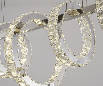 Five-Ring Chrome Crystal LED Chandelier