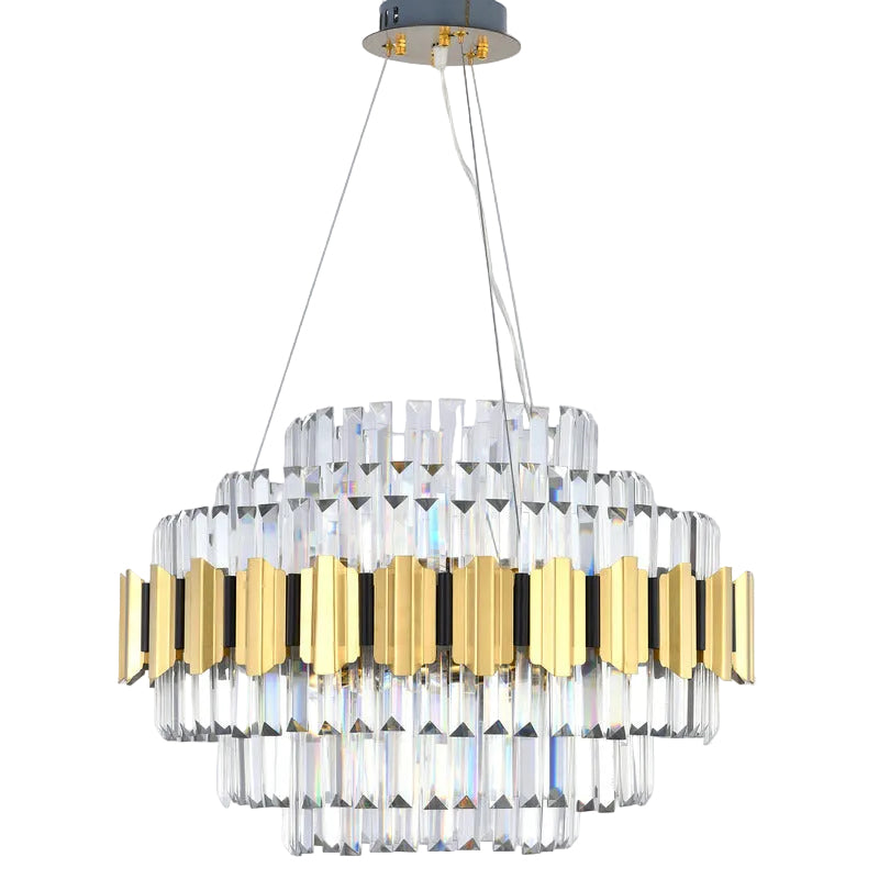 Gold Chandelier With Clear Hanging Crystals