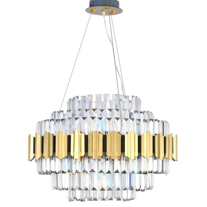 Gold Chandelier With Clear Hanging Crystals