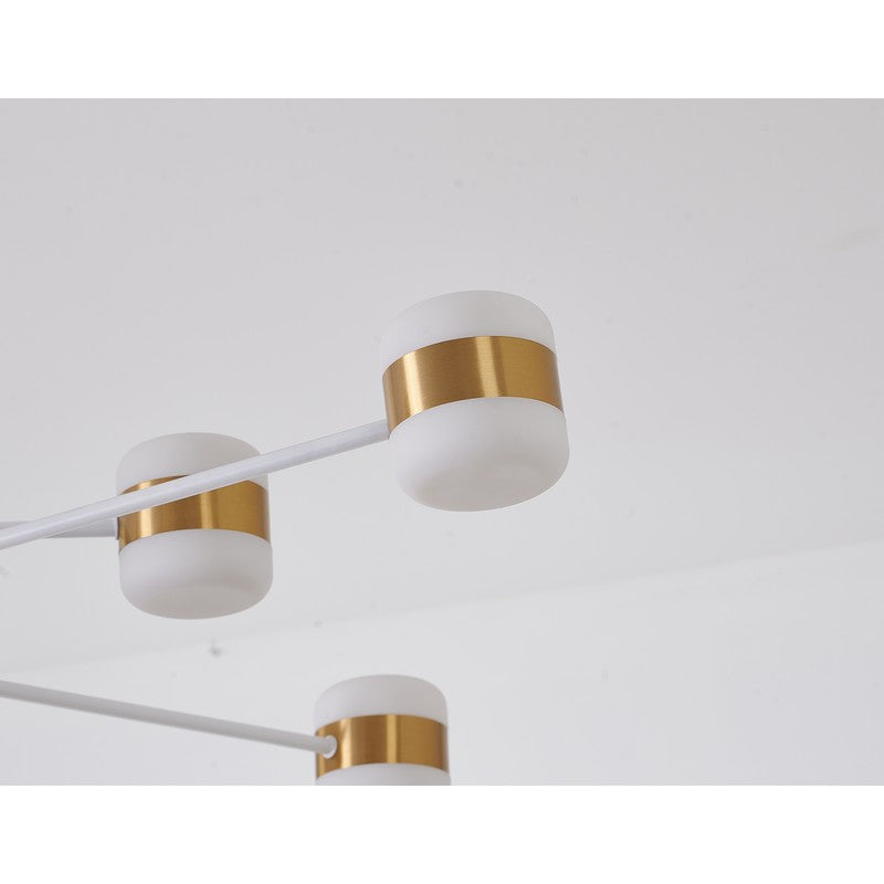 White Framed LED Chandelier with Gold Accents