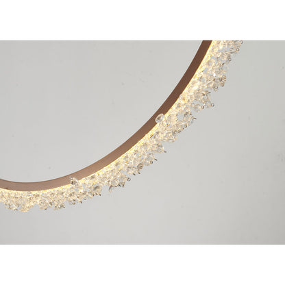 Gold LED Crystal Ring Chandelier