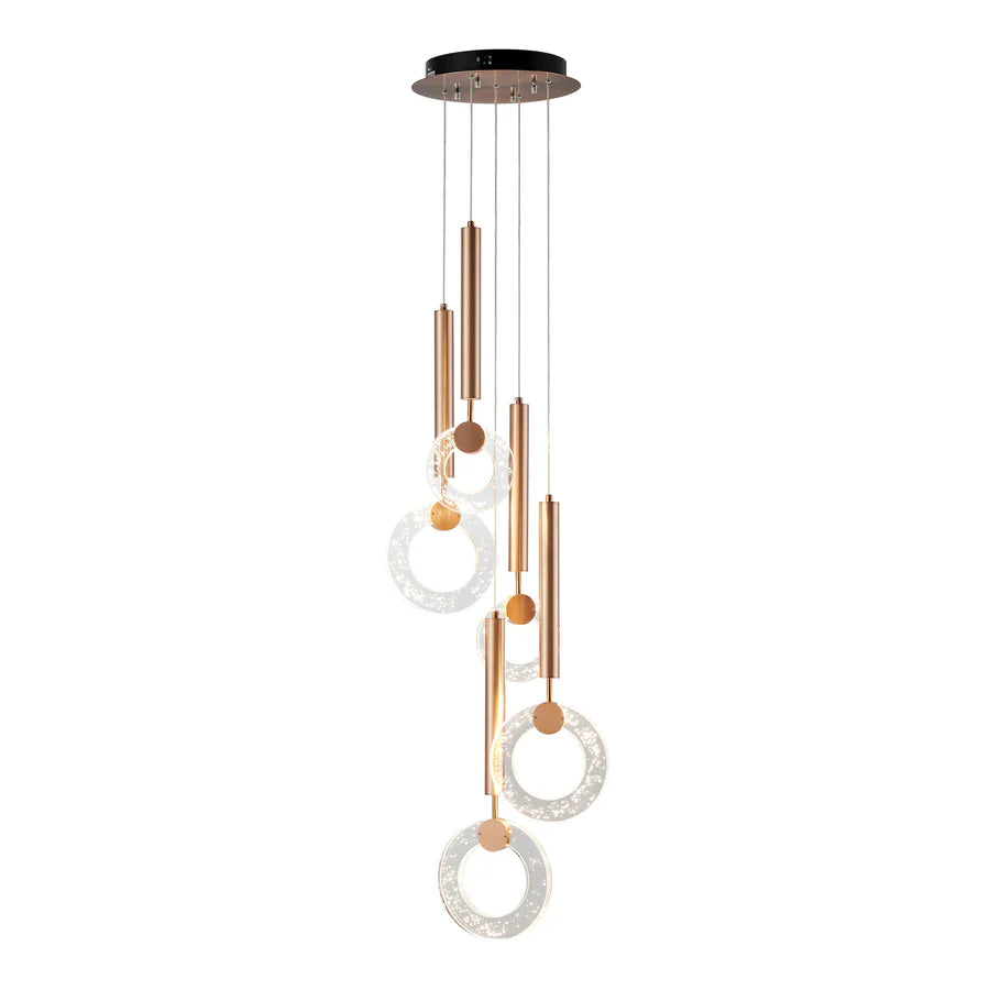 Glitter Rings Flush Bronze Chandelier