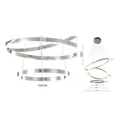 Three Halo Ring Chrome LED Chandelier