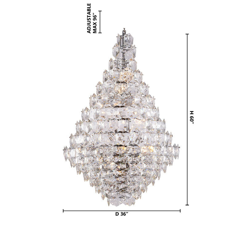 Chrome Frame Chandelier With Clear Hanging Crystals