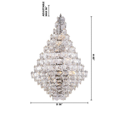 Chrome Frame Chandelier With Clear Hanging Crystals
