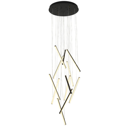 Satin Black Metal LED Chandelier With White Acrylic Diffusers