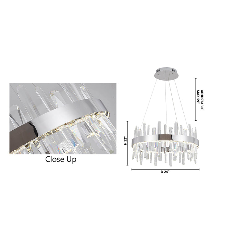 Chrome LED Chandelier With Clear Crystals