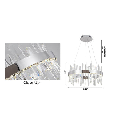 Chrome LED Chandelier With Clear Crystals