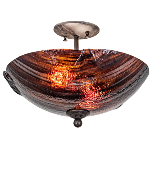 Rootbeer Ripple Glass with Coffee Bean Finish Semi-Flushmount by Meyda Lighting