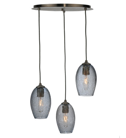 20"W Crackle Orb 3 LT Mouth Blown Cascading Pendant by Meyda Lighting