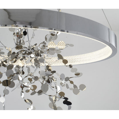 Chrome LED Chandelier with Stainless Steel Confetti Interior – 24"