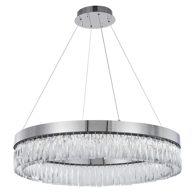 Chrome LED Chandelier with Hanging Crystals