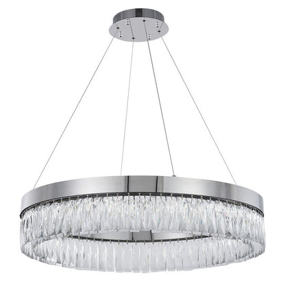 Chrome LED Chandelier with Hanging Crystals