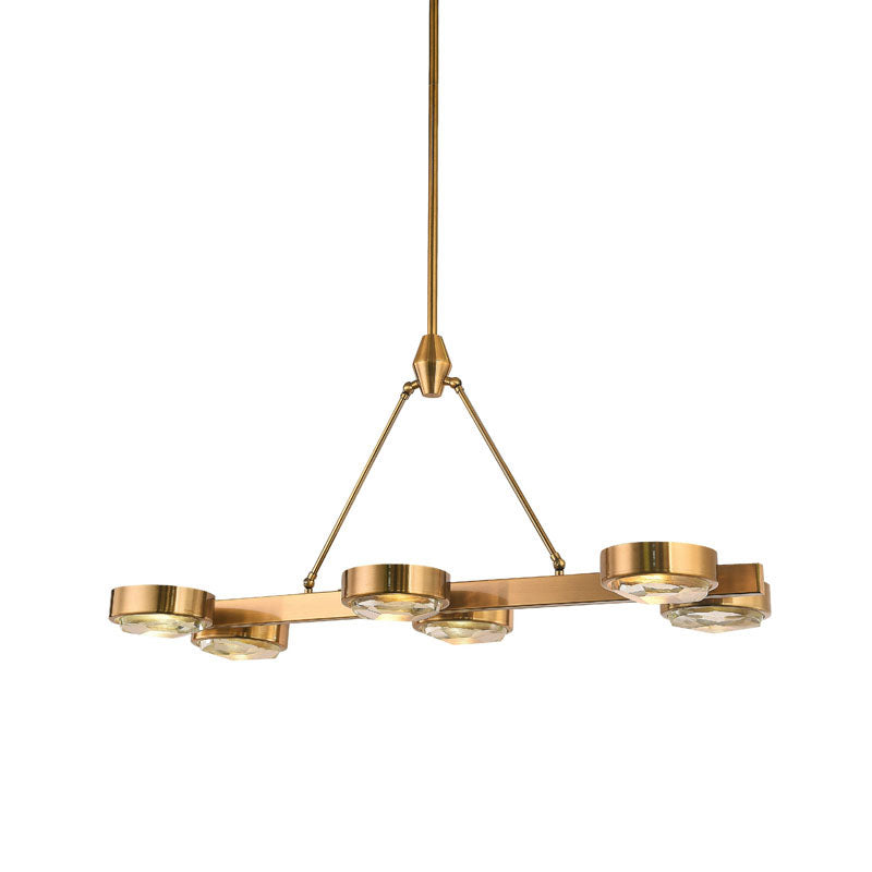 Bronze Frame Chandelier With Distorted Clear Crystal Covers