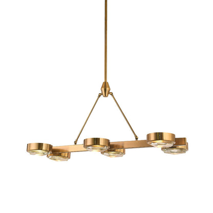 Bronze Frame Chandelier With Distorted Clear Crystal Covers