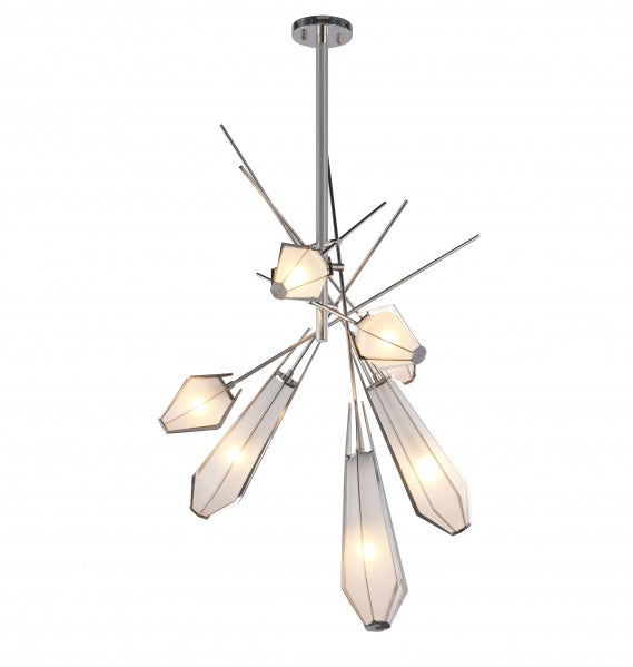 Polished Nickel Chandelier with Frosted Glass Shades