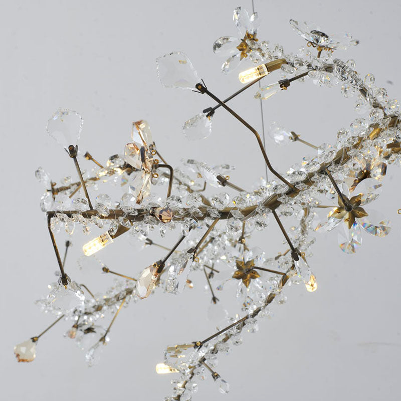 Clear & Champagne Crystal Branch Chandelier