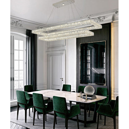 Two Tier Rectangular Clear Crystal Chandelier