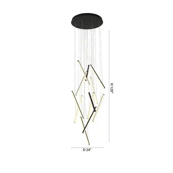 Satin Black Metal LED Chandelier With White Acrylic Diffusers