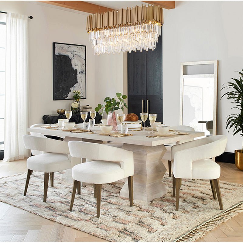 Gold Hairline Oval Chandelier With Three Tiers Of Hanging Clear Crystals
