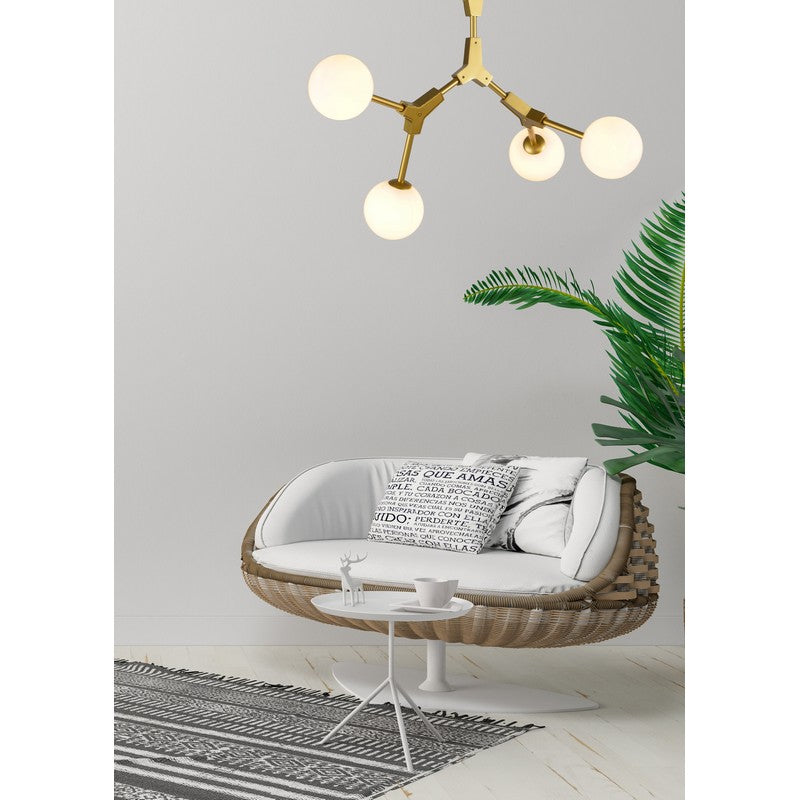 Gold Frame Ceiling Fixture with White Glass Shades