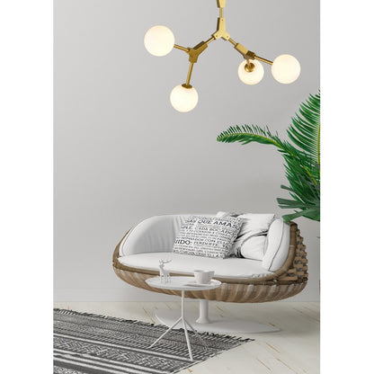 Gold Frame Ceiling Fixture with White Glass Shades