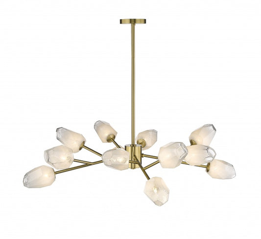 Gold Branch Chandelier with White Glass Shades