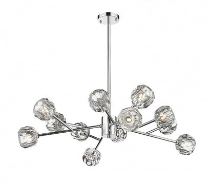 Chrome Frame Branch Chandelier with Clear Crystal Shades