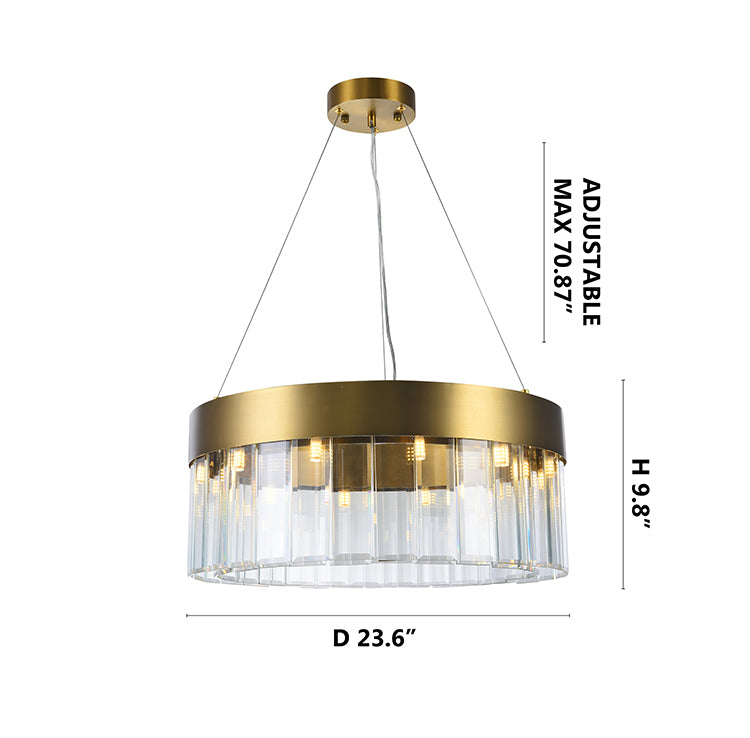 Round Chandelier With Clear Crystal Hanging Drops