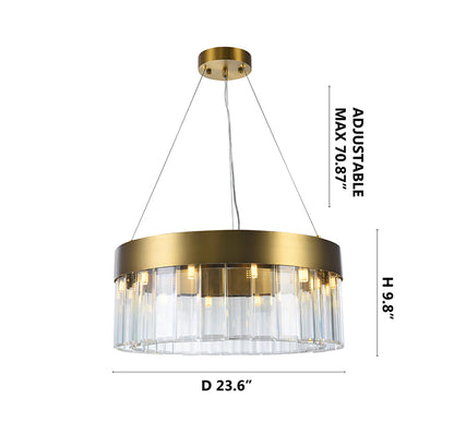 Round Chandelier With Clear Crystal Hanging Drops